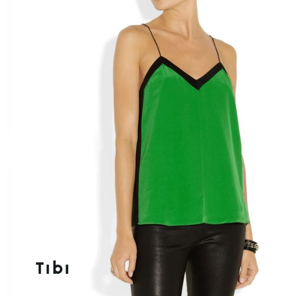 TIBI Two-tone silk crepe de chine camisole Size 2 - Picture 1 of 11